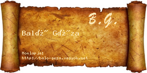 Baló Géza névjegykártya